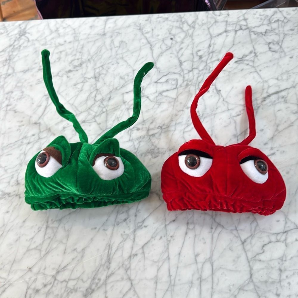 Bugs Life Kid's Soft Ant Hat Velvet Beret Style Hat with Antennae Eyes Bundle